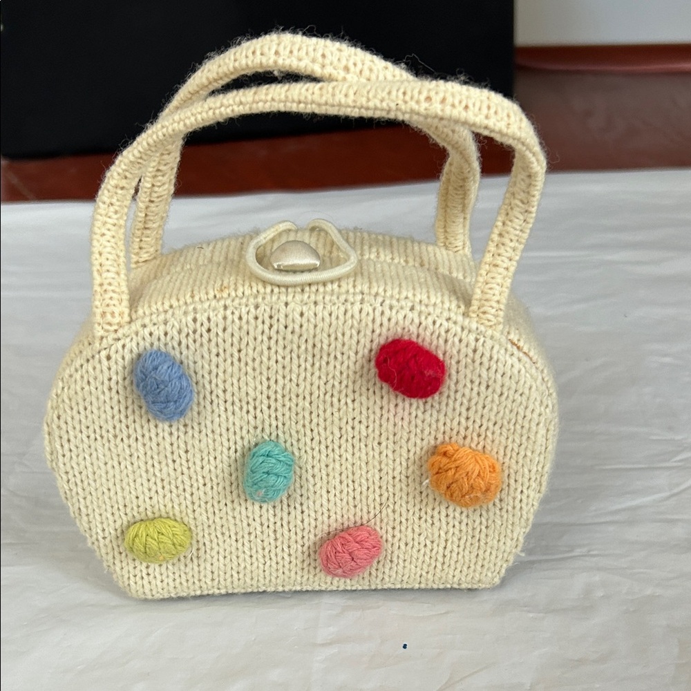 Gymboree Cream Knit Bag with Colorful Accents